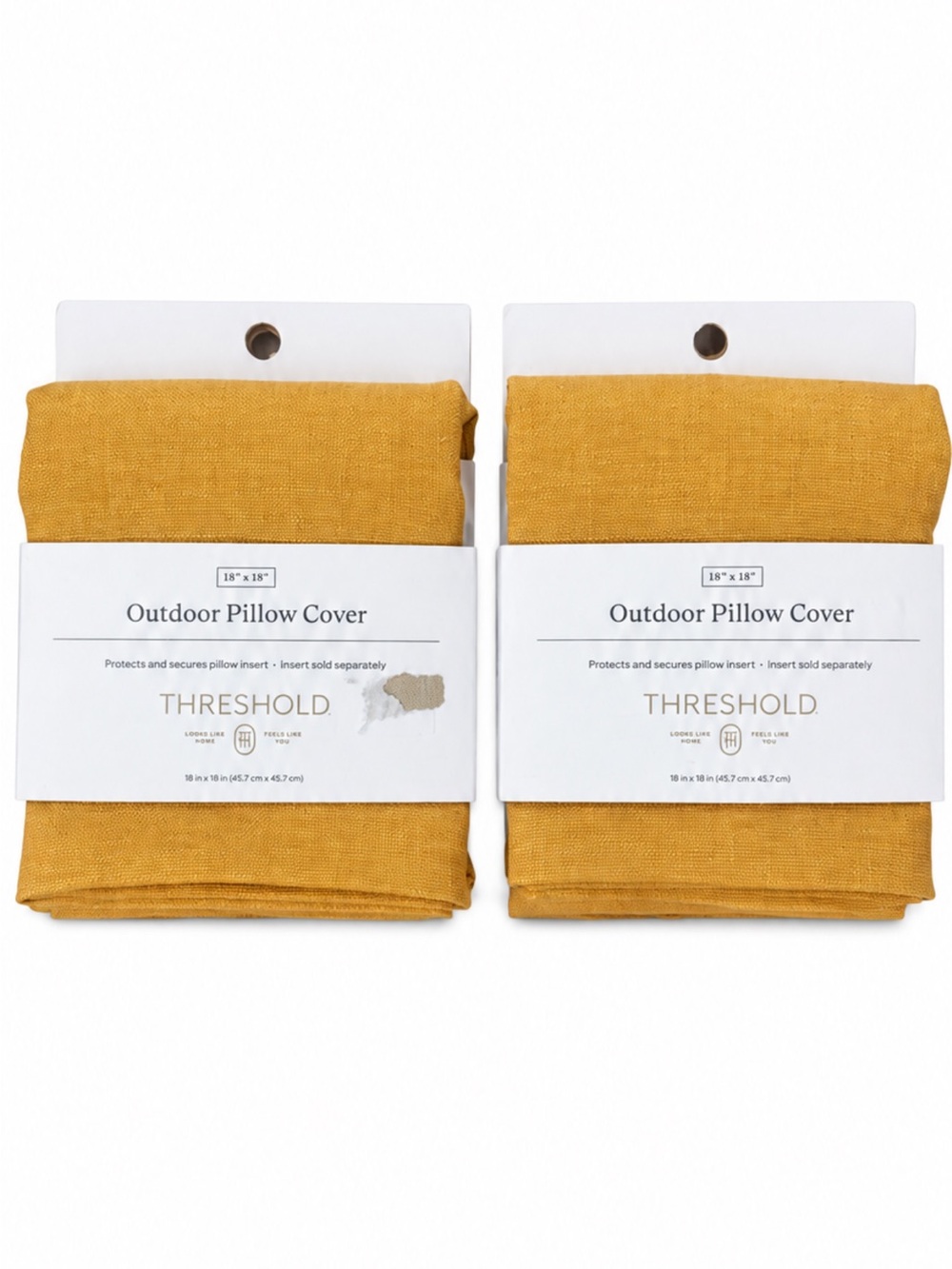 Threshold Mustard Gold Outdoor Pillow Covers 18 x 18 Set of 2 NWT